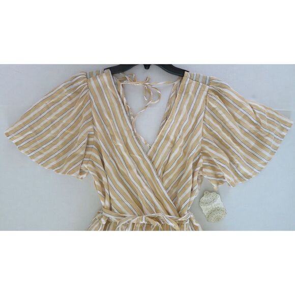 Altar'd State 26U2354EUI Womens Sz XL Mustard/Navy Striped Sleeveless Romper $70 - Picture 7 of 8